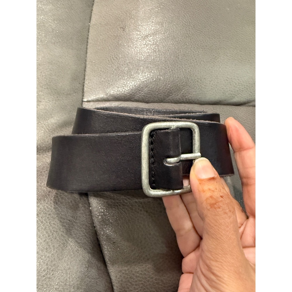 Lucky Brand Mens Black Leather Belt Silver Buckle Size Small BUW0538